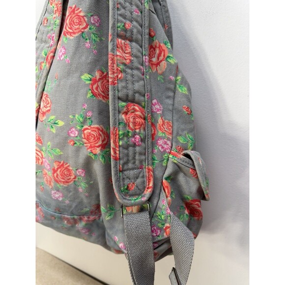 Victoria\'s Secret Women PinkRose Pattern Gray Backpack Belt Buckle Closure 14x15 main image 15